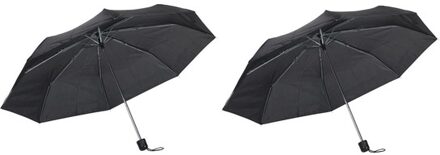 Opvouwbare mini paraplu - 2x - zwart - 96 cm - Voordelige kleine paraplu - Regenbescherming