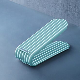 Opvouwbare Multi-layer Opslag Schoenenrek Organisator Dubbele Schoenendoos Rack Verstelbare Ruimtebesparend Bereik Schoen Opslag Plank licht blauw