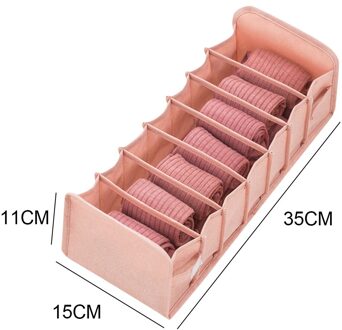 Opvouwbare Ondergoed Lade Organisatoren Opslag Verdelers Closet Organizer Opbergdoos 7/11Grids Voor Kleding Bh Sjaals Stropdassen Sokken roze klein 7 grids