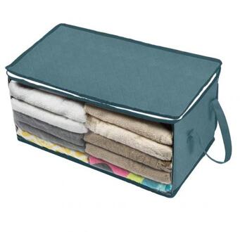 Opvouwbare Opbergtas Grote Capaciteit Vouwen Onder Bed Quilt Deken Thuis Kleding Opbergtas Stofdicht Ritssluiting Organizer Blauw