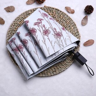 Opvouwbare Paraplu Creatieve Leuke Sunny Regen Zon Bescherming Uv Tweeërlei Gebruik Paraplu Vinyl Parasol Drievoudige Dames paraplu klein rood Flowers