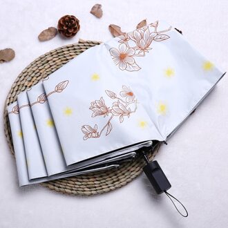 Opvouwbare Paraplu Creatieve Leuke Sunny Regen Zon Bescherming Uv Tweeërlei Gebruik Paraplu Vinyl Parasol Drievoudige Dames paraplu Magnolia