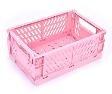 Opvouwbare Plastic Opbergdoos Mand Desktop Organizer Journal Tape Diversen Opbergdoos Voor Briefpapier School roze