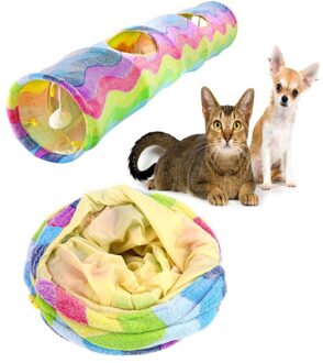 Opvouwbare Regenboog Kat Tunnel Speelgoed Inklapbare Pet Spelen Multicolor Tunnelbuis Speelgoed voor Katten Puppy Kitty Kat speelgoed