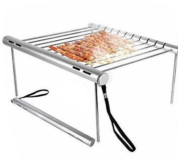 Opvouwbare Rvs Bbq Grill Mini Pocket Camping Barbecue Beugel Accessoires Voor Thuis Park Gebruik