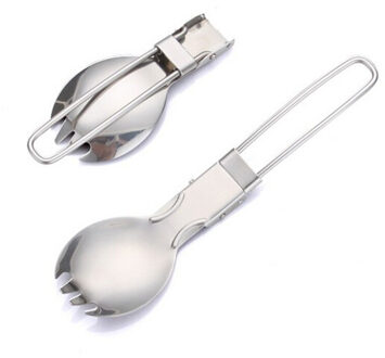 Opvouwbare Rvs Lepel Spork Vork Outdoor Camping Wandelen Reiziger Cook Diner Vork Lepel