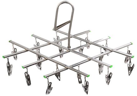 Opvouwbare Rvs Ondergoed Sok Droger Wasserij Rack Platte Kop Kleerhanger Airer Roest Slip Sterke Grip Clip 20 clips Windproof
