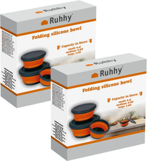 Opvouwbare schaaltjes - 2x stuks - siliconen - kommetjes/bakjes - 3 maten