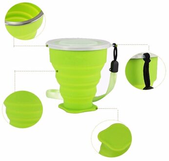 Opvouwbare Siliconen Cup Draagbare Siliconen Telescopische Drinken Mok Inklapbare Koffie Cup Multifunctionele Opvouwbare Silica Mok Reizen groen