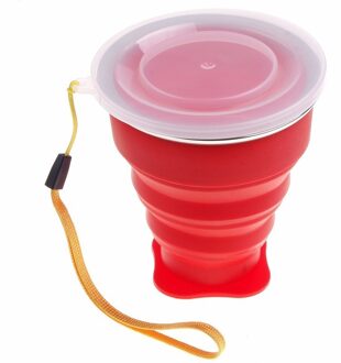Opvouwbare Siliconen Cup Draagbare Siliconen Telescopische Drinken Mok Inklapbare Koffie Cup Multifunctionele Opvouwbare Silica Mok Reizen rood
