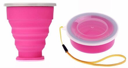 Opvouwbare Siliconen Cup Draagbare Siliconen Telescopische Drinken Mok Inklapbare Koffie Cup Multifunctionele Opvouwbare Silica Mok Reizen roze
