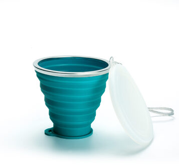 Opvouwbare Siliconen Cup Draagbare Telescopische Drinken Inklapbare Koffie Opvouwbare Silica Mok Hittebestendig Cup Keuken 180 ml donker blauw