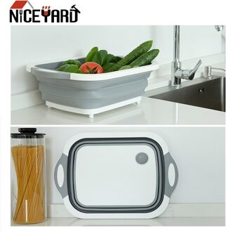 Opvouwbare Siliconen Groente Snijplank Fruit Groente Mand Filter Wasbare Camping Hakken Stand Folding Snijplank