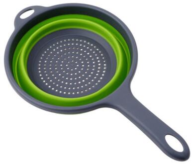 Opvouwbare Siliconen Vergiet Afvoer Mand Met Handvat Groente Fruit Wassen Zeef Afdruiprek Keuken Accessoires Zeef Gereedschap