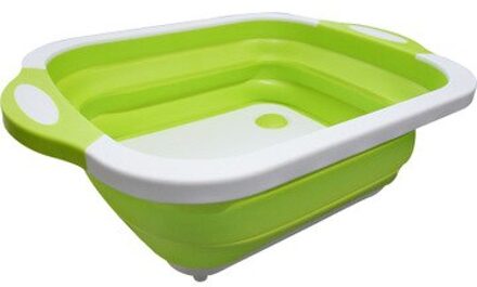 Opvouwbare Snijplank Mand Inklapbare Schotel Bad Met Aftappen Plug Vergiet Wassen Aftappen Vruchten Food Grade Gootsteen Mand groen