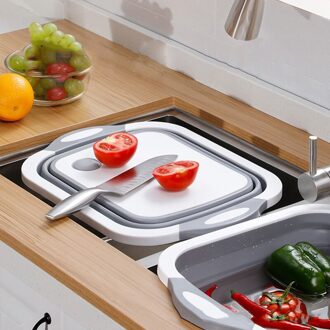 Opvouwbare Snijplank Multifunctionele Inklapbare Afdruiprek Wassen Mand Gootsteen Zeef Draagbare Snijden Mat Keuken Storage Tool