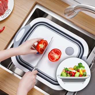 Opvouwbare Snijplank Plastic Multifunctionele Snijplank Opvouwbare Sink Afvoer Mand Keuken Organizer Snijplank 3 In 1