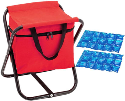 Opvouwbare stoel met koeltas rood met 2 stuks flexibele koelelementen