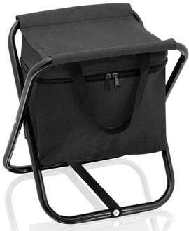Opvouwbare stoel met koeltas zwart 26 x 34 x 32 cm