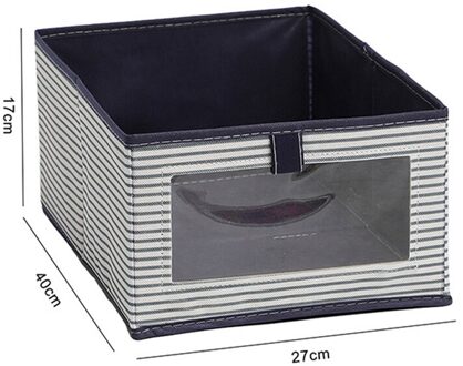 Opvouwbare Streep Kleding Ondergoed Opbergdoos Met Deksel Huishoudelijke Speelgoed Snacks Diversen Organizer Garderobe Kast Afwerking Dozen blauw stripes-L