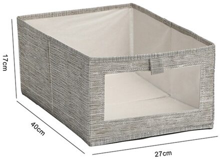Opvouwbare Streep Kleding Ondergoed Opbergdoos Met Deksel Huishoudelijke Speelgoed Snacks Diversen Organizer Garderobe Kast Afwerking Dozen grijs-L