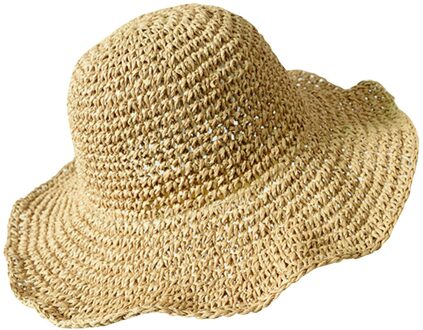 Opvouwbare Stro Strand Hoed Vrouwen Reizen Uv Hoed Brede Rand Zonnehoed khaki