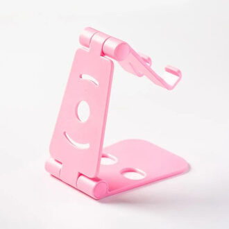 Opvouwbare Telefoon Houder Desktop Mobiele Stand Voor Tablet Mobiele Telefoon Universele Plastic Desk Stand Telefoon Smartphone Ondersteuning Beugel Circle-roze