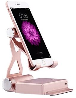 Opvouwbare Telefoon Houder Mount 10400mAh Power Bank Draagbare Oplader batterie externe Powerbank Voor iPhone Hauwei Xiaomi PoverBank rooskleurig goud