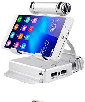 Opvouwbare Telefoon Houder Mount 10400mAh Power Bank Draagbare Oplader batterie externe Powerbank Voor iPhone Hauwei Xiaomi PoverBank zilver