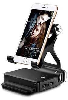 Opvouwbare Telefoon Houder Mount 10400mAh Power Bank Draagbare Oplader batterie externe Powerbank Voor iPhone Hauwei Xiaomi PoverBank zwart