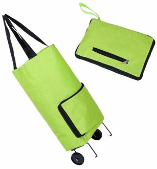 Opvouwbare Trolley Tas Draagbare Winkelwagentje Opvouwbare Home Reizen Bagage Groene Bagage Reizen Wielen Zak Multi-gebruik Boodschappentas