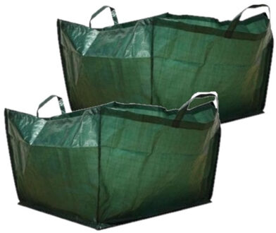 Opvouwbare tuinafvalzak - 2x stuks - groen - 190 liter liter - 69 x 40 cm - tuinopruimer - tuin afva
