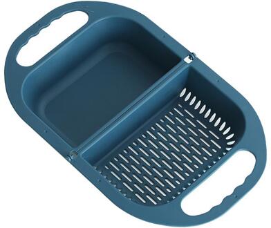 Opvouwbare Vergiet-Inklapbare Zeef Mand Fruit En Groenten Afvoer Mand Zeef Voor Keuken donker blauw