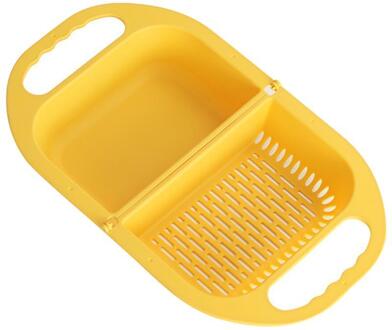 Opvouwbare Vergiet-Inklapbare Zeef Mand Fruit En Groenten Afvoer Mand Zeef Voor Keuken geel