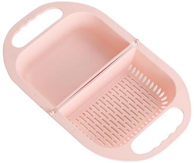 Opvouwbare Vergiet-Inklapbare Zeef Mand Fruit En Groenten Afvoer Mand Zeef Voor Keuken roze