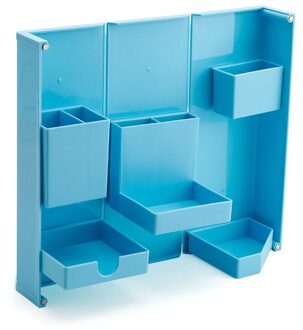 Opvouwbare Verticale Pennenhouder Desk Organizer Briefpapier Organizer Home Office Opslag Bureau Multifunctionele Opslag Emmer blauw