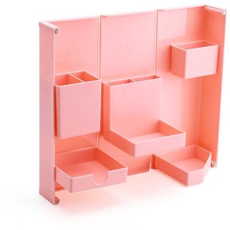 Opvouwbare Verticale Pennenhouder Desk Organizer Briefpapier Organizer Home Office Opslag Bureau Multifunctionele Opslag Emmer roze