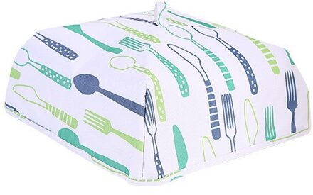 Opvouwbare Voedsel Covers Keep Warm Aluminiumfolie Voedsel Isolatie Gerechten Isolatie Nuttig Keuken Gadgets Accessoires groen vork