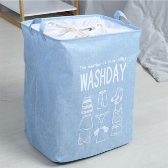 Opvouwbare Wasmand Met Deksel Grote Capaciteit Kleding Speelgoed Opbergmanden Voor Kids Vuile Kleren Opslag Emmer Met Handvat Spinning licht blauw