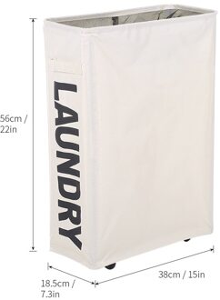 Opvouwbare Wasmand Organizer Vuile Wasmand Bin Trekkoord Waszak Vuile Kleren Wasmand Met 4 Wielen Beige
