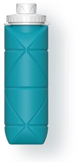 Opvouwbare Water Fles Reizen Opslag Voedsel Siliconen Plastic Pot Intrekbare Handig Folding Water Cup Met Touw cyaan