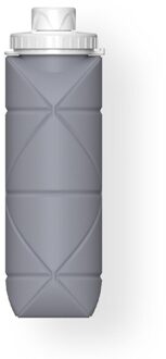Opvouwbare Water Fles Reizen Opslag Voedsel Siliconen Plastic Pot Intrekbare Handig Folding Water Cup Met Touw grijs