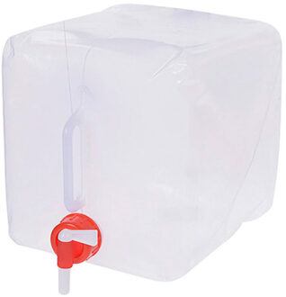 Opvouwbare watercontainer 10 liter met tap 18 x 19 x 21 cm - Jerrycan voor water Transparant