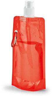 Opvouwbare Waterfles - oranje - kunststof - 460 ml - schroefdop - karabijnhaak - waterzak