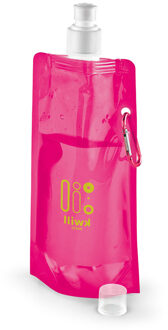 Opvouwbare Waterfles - roze - kunststof - 460 ml - schroefdop - karabijnhaak - waterzak
