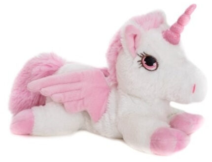 Opwarmbare knuffel witte unicorn 18 cm - Opwarmknuffels Roze