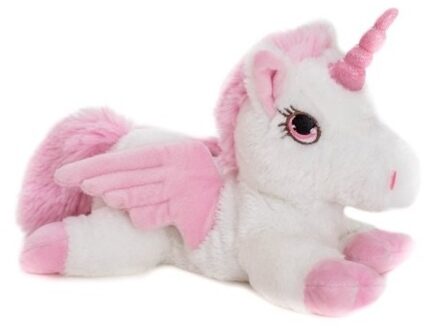 Opwarmbare knuffel witte unicorn 18 cm - Opwarmknuffels Roze