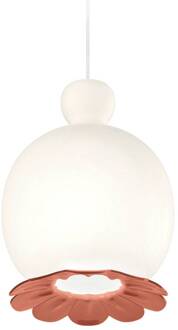 Opyo hanglamp, koraalroze, Ø 22 cm,  glas wit, koraal