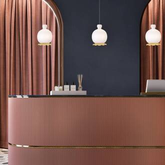 Opyo hanglamp, messing, Ø 22 cm,  glas wit, messing