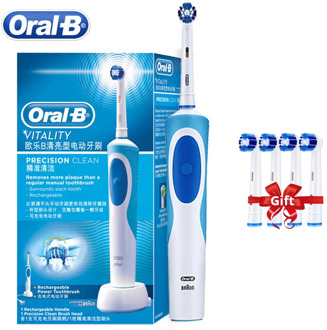 Oral B Electric Toothbrush 2D Rotary Vibration Clean Charging Tooth Brush Cross Action Bristle Oral Care 4 Gift Brush Heads Free